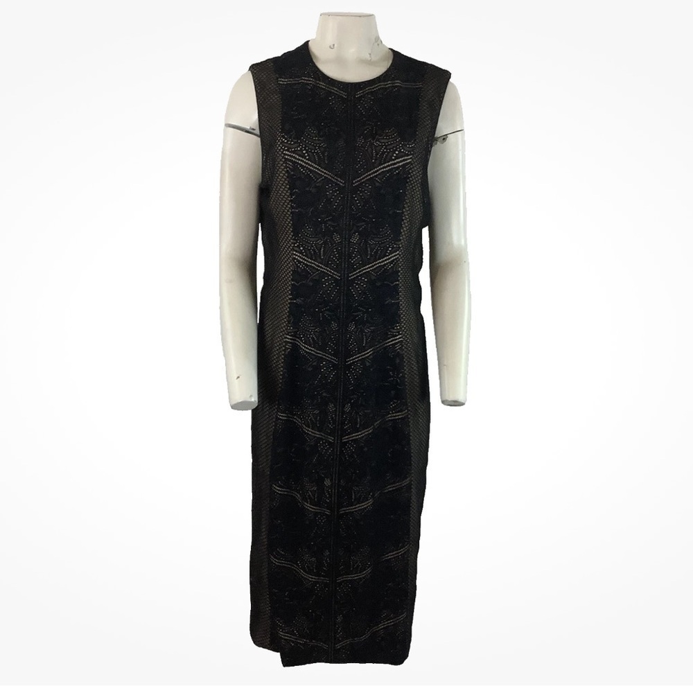 Dress The Population Sz XXL Lace Nude Illusion Sheath Midi Cocktail Dress